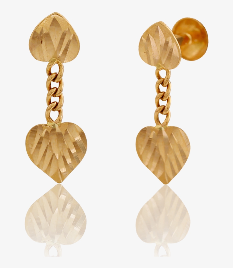 Adorable Golden Heart Danglers - Earrings, transparent png download