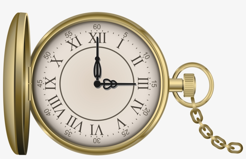 Gold Pocket Watch Png Clip Art - Clock, transparent png download