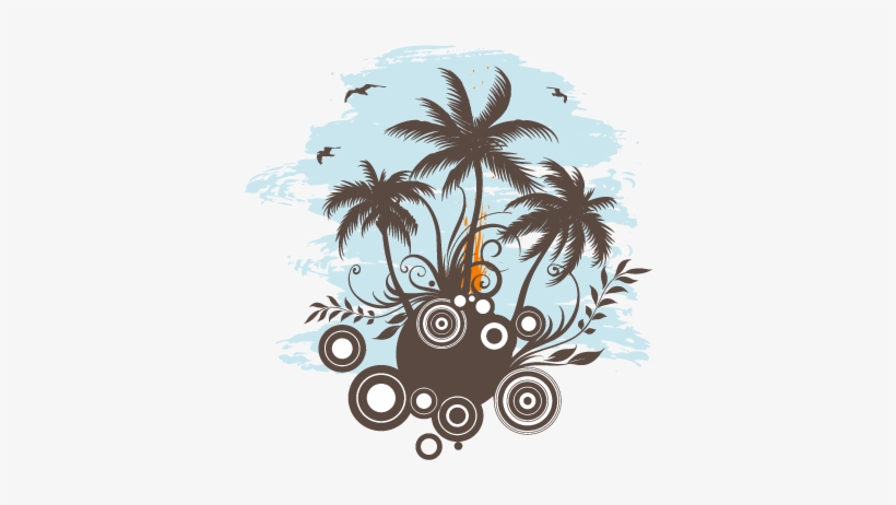 Tropical Island Sticker - Silhouette Palm Trees Png, transparent png download