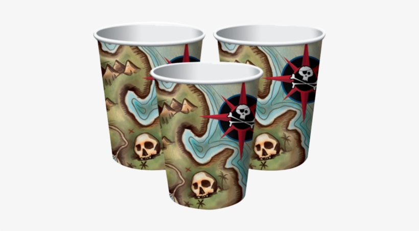 Pirate's Map Party Cups - Pirates Map 266ml Party Cups Pack Of 8, transparent png download