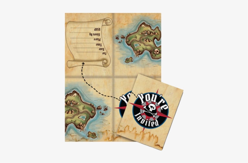 Pirate's Map Party Invitations - Pirate Map Invites 8s, transparent png download