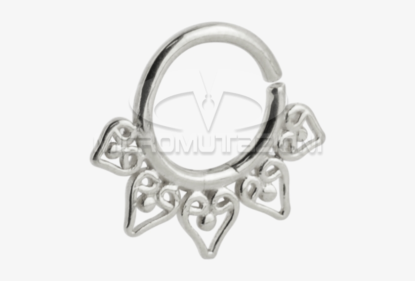Silver Indian Ornament Septum Ring Septum - Platinum, transparent png download