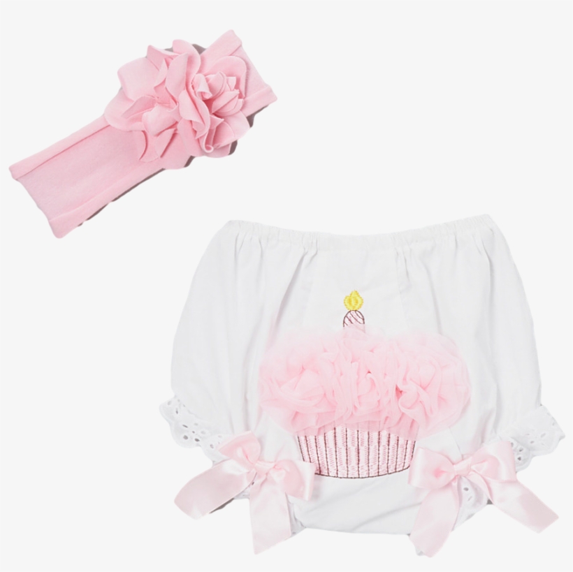 Pink Cupcake Ruffle Diaper Cover & Headband - Panties, transparent png download