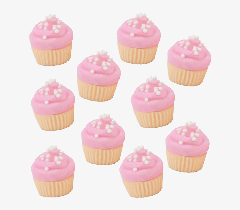 Mini Pink Vanilla Fondant Cupcakes - Cupcake, transparent png download