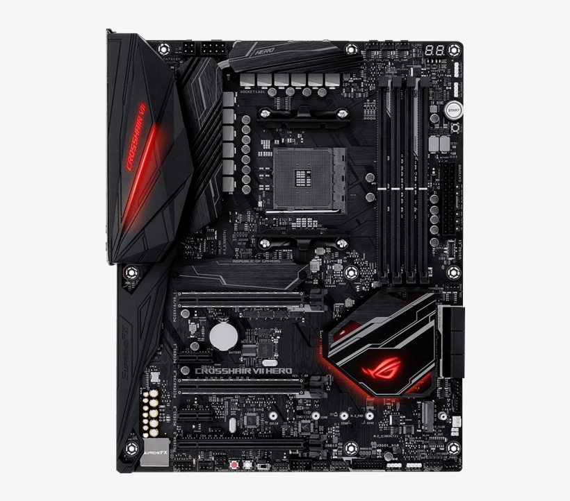 Rog Crosshair Vii Hero, Amd X470 Chipset, Am4, Atx - Asus Mainboard Crosshair Vi Hero + Ryzen 7 1800x Bundle, transparent png download