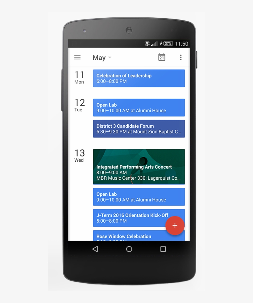 Google Calendar On Android, Mock Up Nexus - Google Calendar, transparent png download