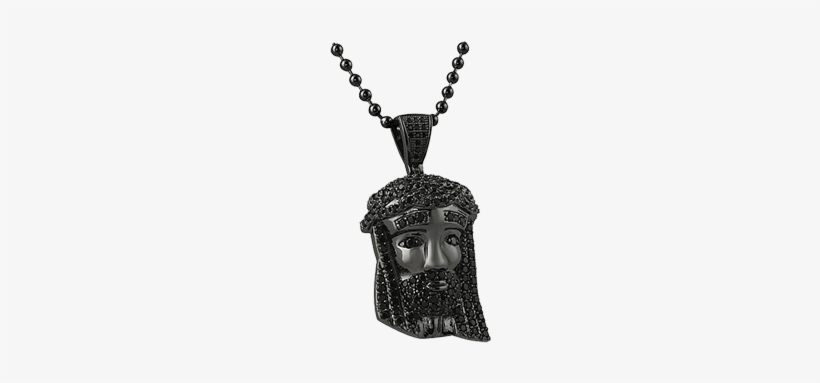 Black Iced Out Mini Jesus Piece Head Pendant With Chain, transparent png download