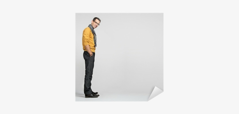 Handsome Man Casually Leaning Against The Wall Sticker - Decal Guru Earth Without Art Wall Decal, Red, transparent png download