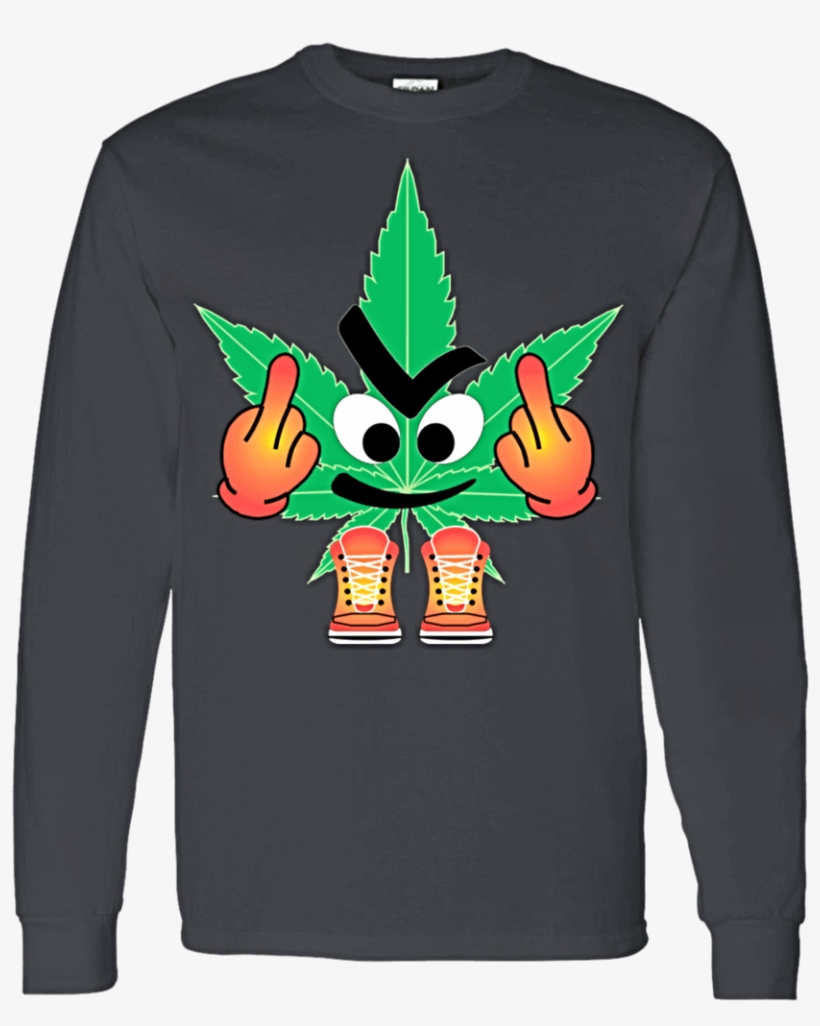 Bud The Weed Leaf Flipping The Bird Men's Long Sleeve - Sweatshirt, transparent png download