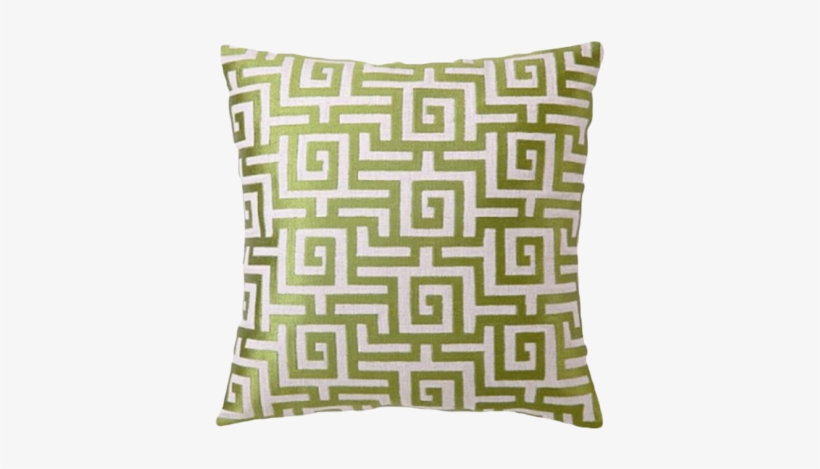 Greek Key Avocado Embroidered Linen Pillow - Avocado Greek Key Embroidered Pillow, transparent png download