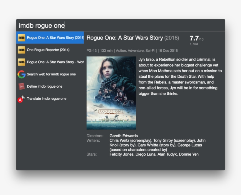 Cerebro App On Twitter - Poster: Star Wars: Rogue One - One Sheet, 34x22in., transparent png download
