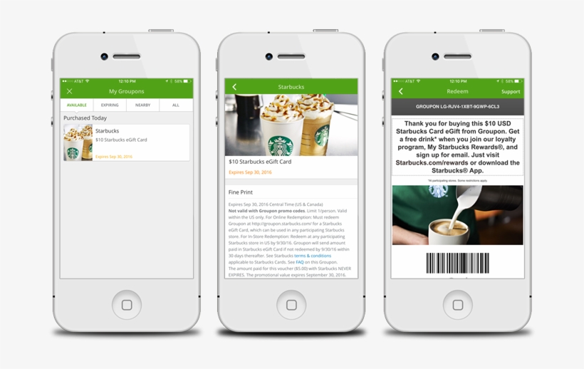 $10 Starbucks Gift Cards, Only $5 At Groupon - Starbucks Mobile Coupon, transparent png download