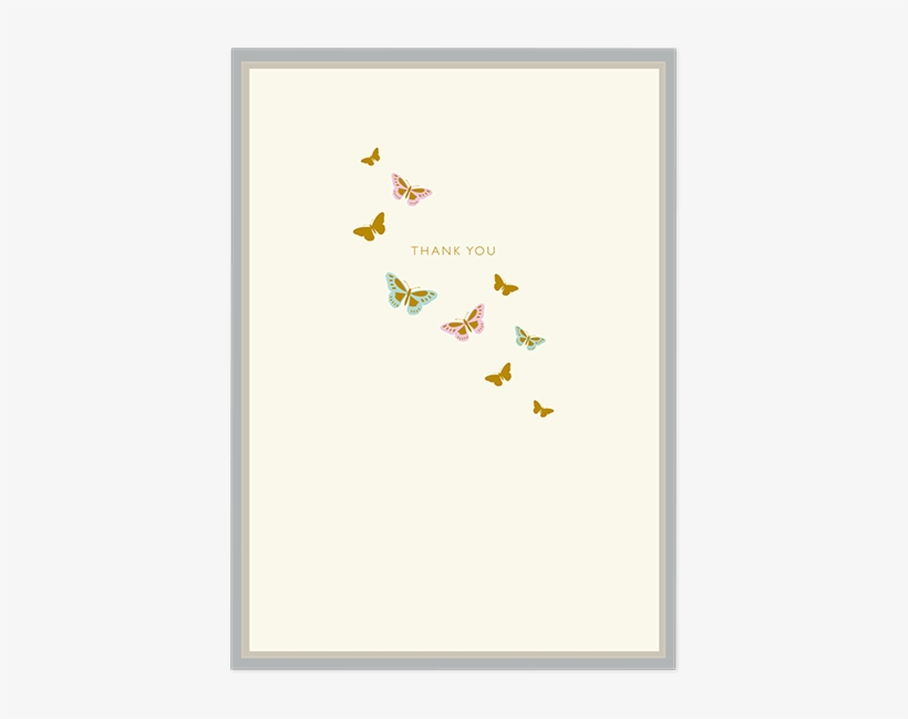 Pack Of 10 Butterflies Thank You Note Cards - Illustration, transparent png download