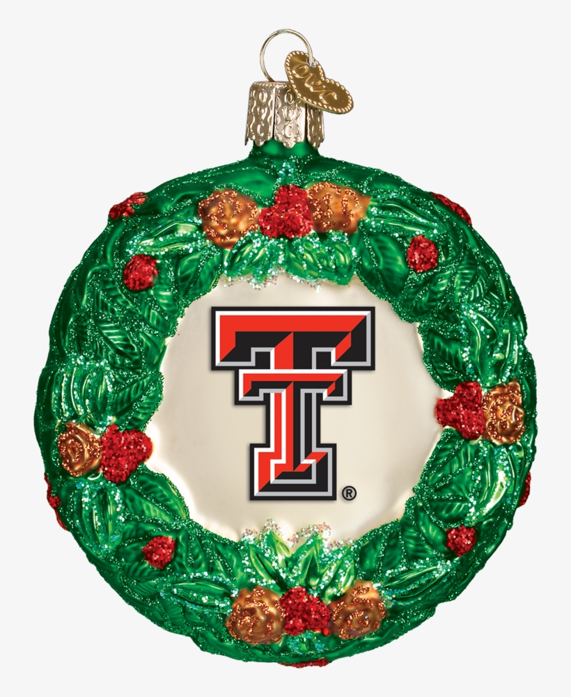 Old World Christmas Texas Tech Wreath Glass Ornament - Washington State Cougars Glass Wreath Ornament, Green, transparent png download