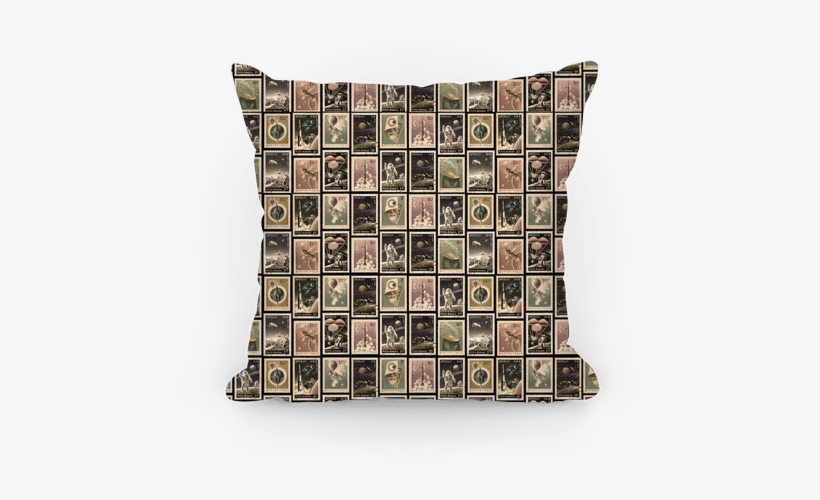 Vintage Space Stamp Pattern Pillow - Cushion, transparent png download