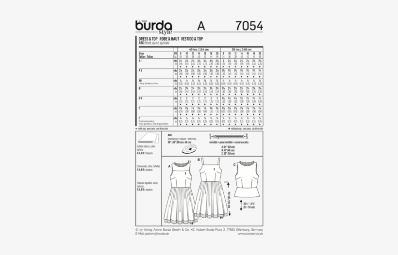 Bd7054 Misses Dress & Top - Burda 7054 Women's Dress And Top, transparent png download