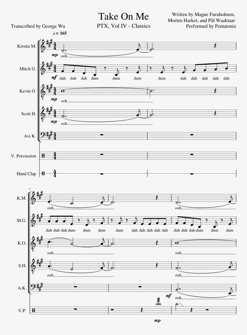 Take On Me Sheet Music Composed By Written By Magne - New Rules X Are You That Somebody?, transparent png download