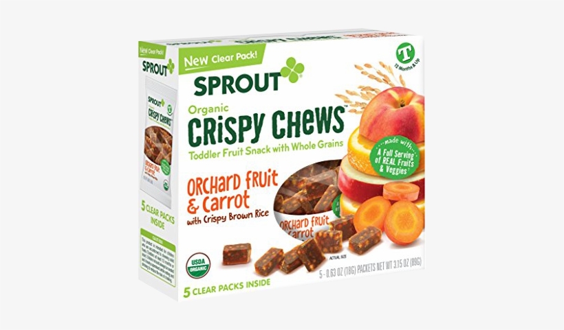 Sprout, Snacks De Frutas Y Granos De Durazno Y Zanahoria - Sprout Organic Orchard Fruit & Carrot Crispy Chews, transparent png download