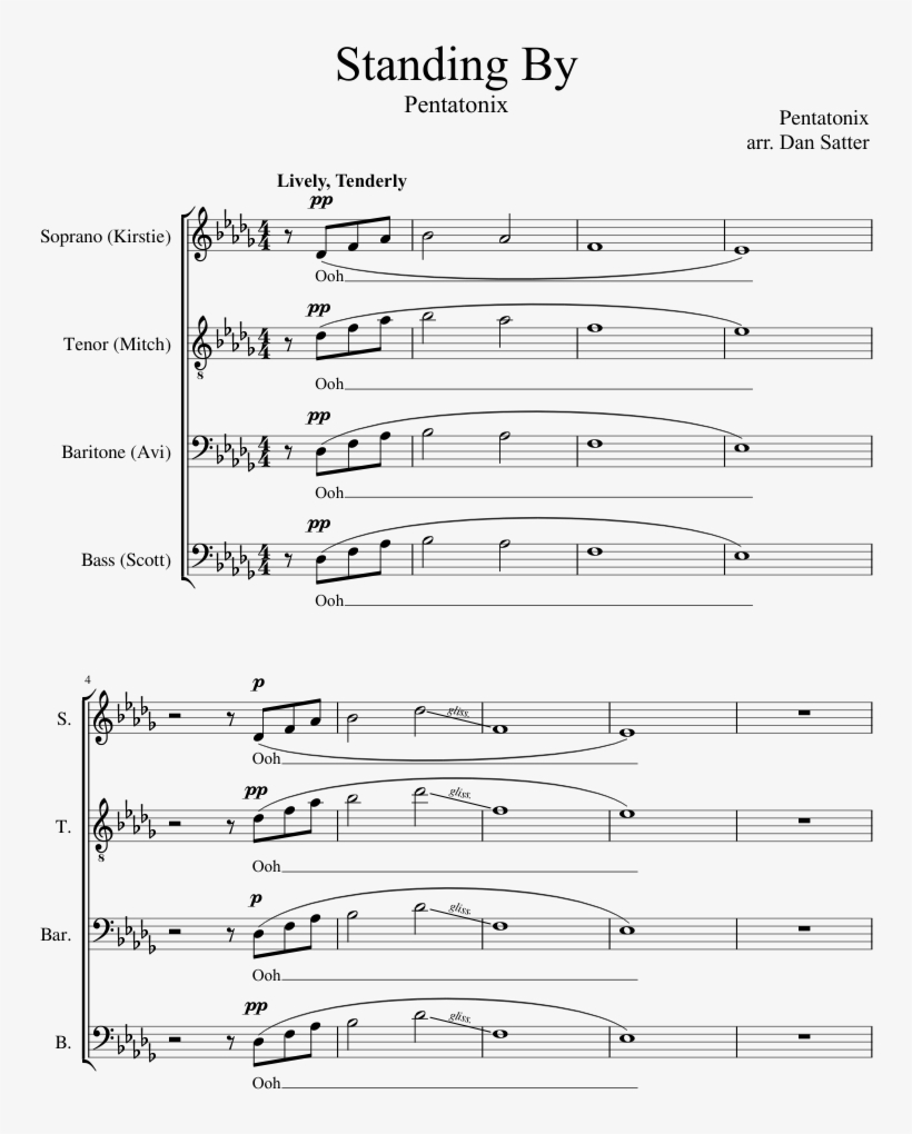 Standing By Sheet Music Composed By Pentatonix Arr - Document, transparent png download