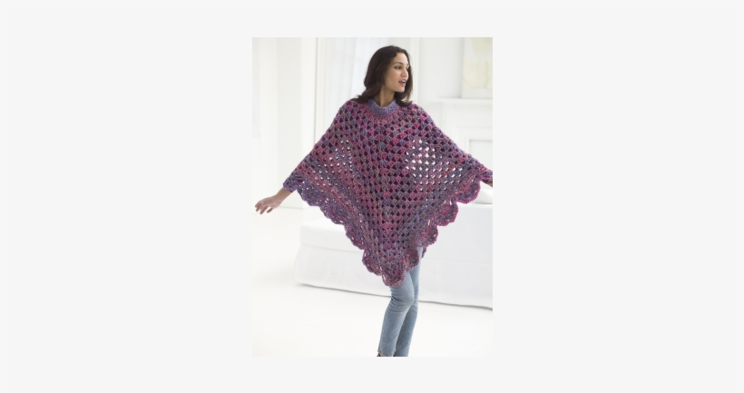 Lion Brand Homespun Crochet Boho Poncho - Pattern Crochet Free Poncho, transparent png download