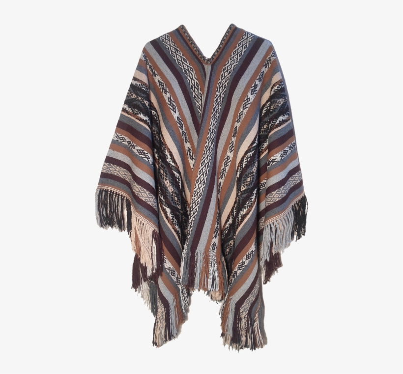 Traditional Peruvian Undyed Alpaca Poncho "four Directions" - Stole, transparent png download