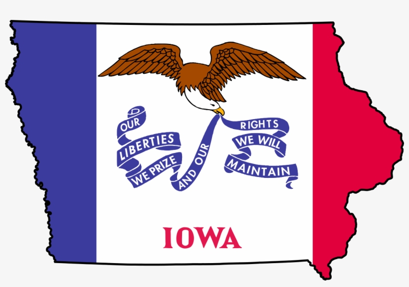 Cruz Captures Iowa As Predicted, Sanders Heads Off - Iowa Map And Flag, transparent png download