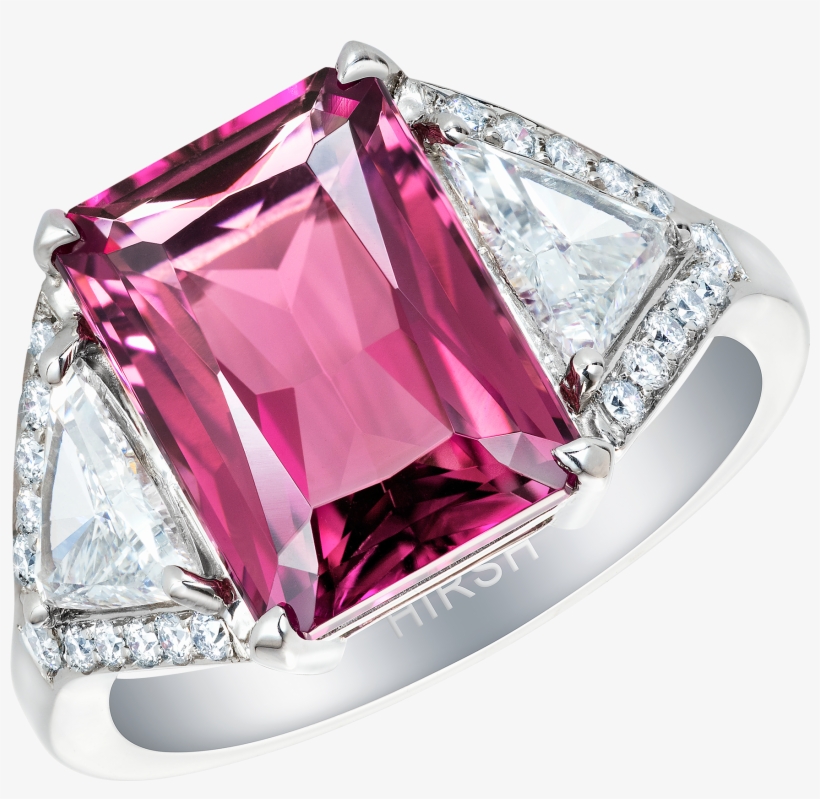 Majestic Ring Set With A Radiant Cut Pink Tourmaline - Ring, transparent png download