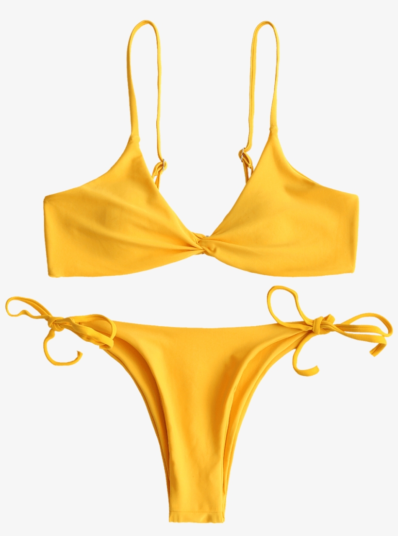 Sexy Two Piece Top Bottoms Twist Front String - Swimsuit, transparent png download
