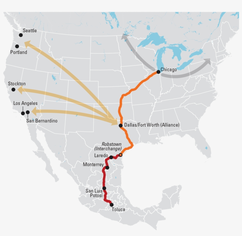Map Legend Routes Of The New Bnsf Kcs Service For Shipping - Redeye Bass Range Map, transparent png download