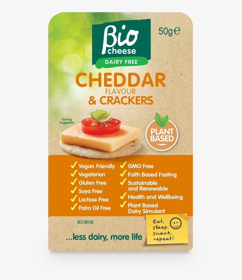 Vegan Cheese And Crackers - My Life Bio Cheese Dairy Free Cheddar Flavour Block, transparent png download