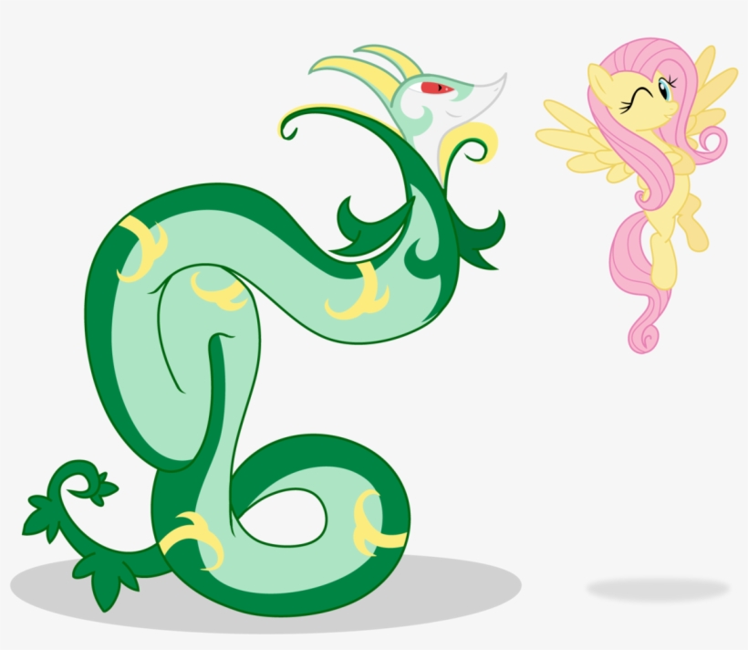 Fluttershy And Snivy Png Fluttershy And Snivy - Serperior Pony, transparent png download