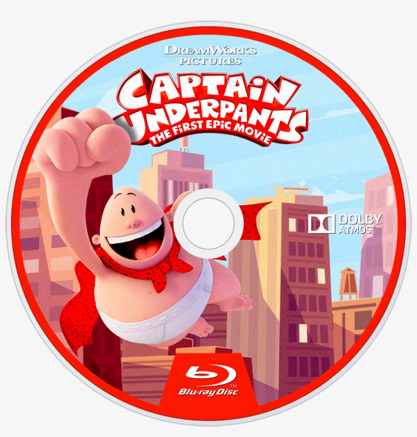 Captain Underpants Bluray Disc Image - Captain Underpants Blu Ray Label, transparent png download