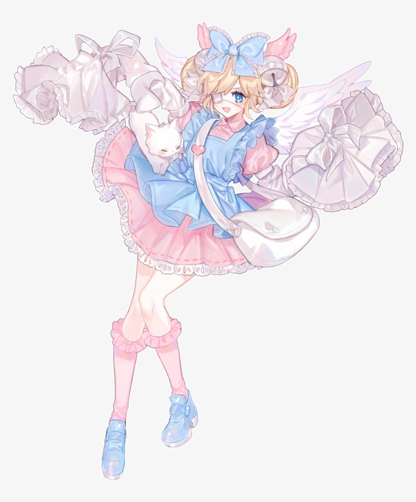 D Apron Bag Bell Blonde Hair Blue Apron Blue Bow Blue - Cartoon, transparent png download