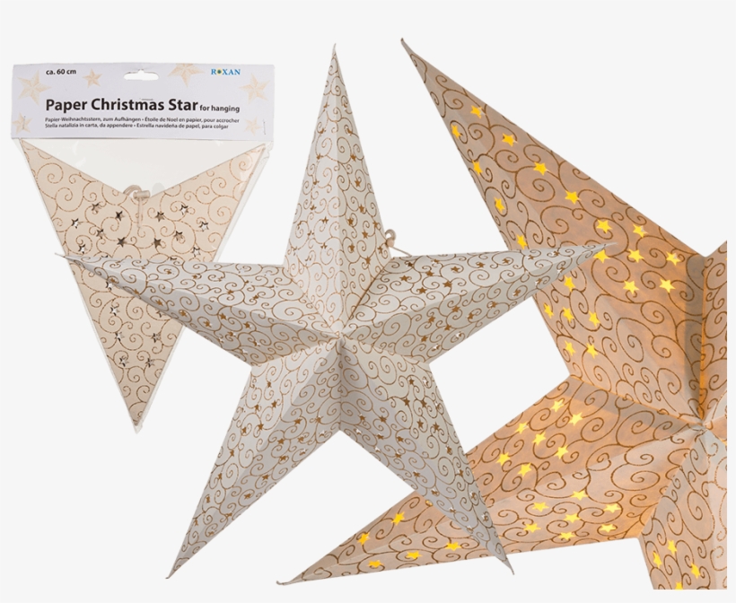 Ivory Coloured Paper Christmas Star With Golden Coloured - Geschenkideen: Weihnachtsstern Aus Papier - Weiß Mit, transparent png download