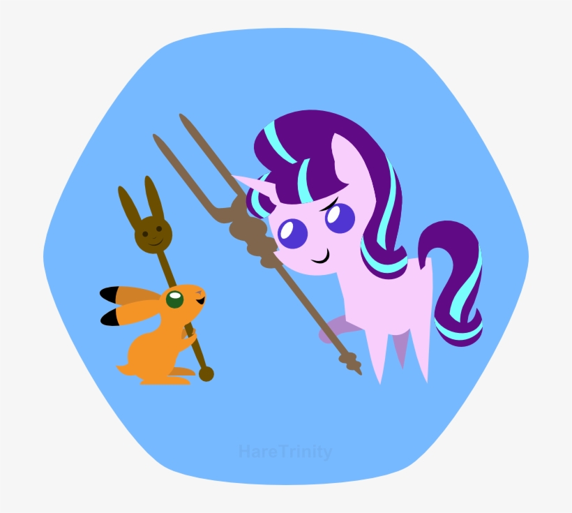 Haretrinity, Chibi, Safe, Simple Background, Staff, - Cartoon, transparent png download