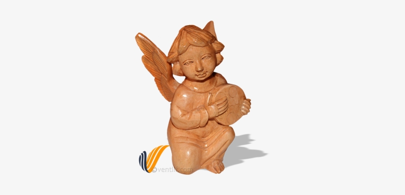 Cherub Tambourine Musician Wood Carving - Wood Carving, transparent png download
