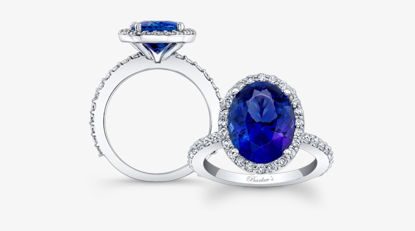 Gemstone Rings - 4.13 Ct Genuine Oval Blue Sapphire Ring 14k White Gold, transparent png download