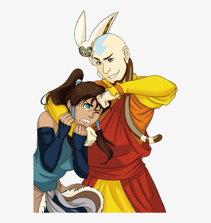 Aang Holding Korra-ynb625 - Korra And Aang, transparent png download
