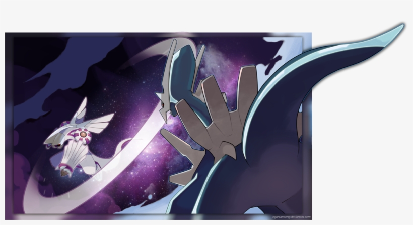 #glitchpokemon #palkia #dialga Fan Art - Dialga Vs Palkia Fan Art, transparent png download