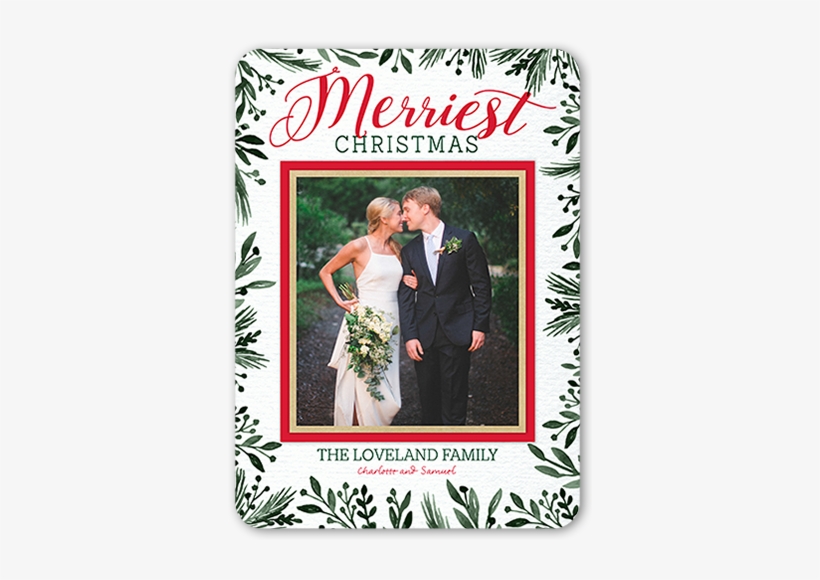 Merriest Border Christmas Card, Rounded Corners, White - Holiday, transparent png download