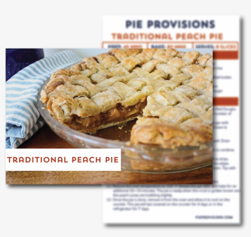 Traditional Peach Pie Recipe Card - Pastry, transparent png download