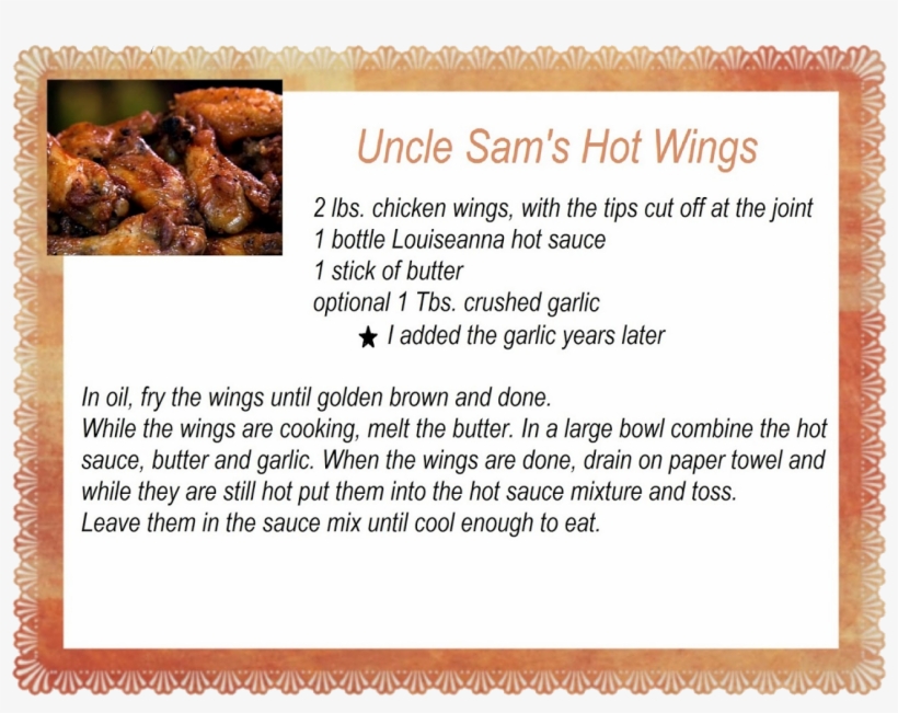 Free Recipe Card - Hot Wings Recipe, transparent png download