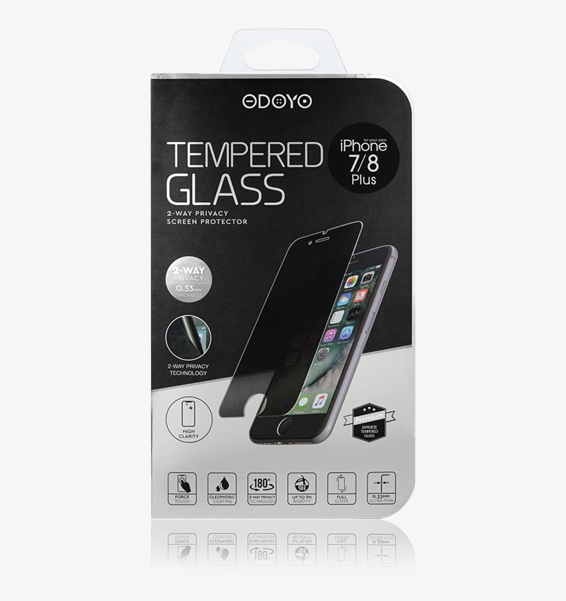 33mm Tempered Glass 2-way Privacy Screen Protector - Odoyo Glass Screen Protector For Iphone 8, transparent png download