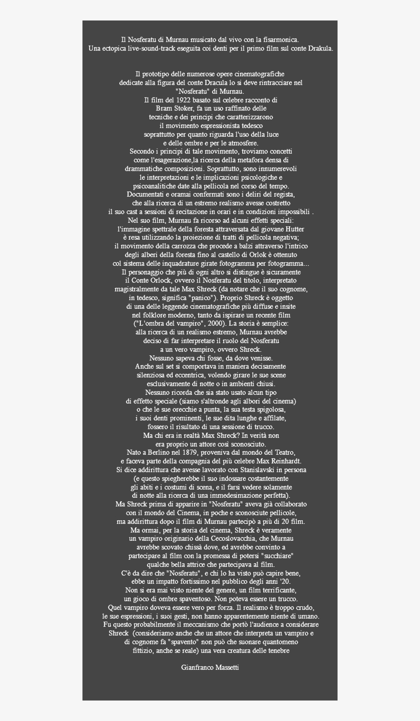 Il Nosferatu Di Murnau Musicato Dal Vivo Con La Fisarmonica - Te He Podido Olvidar, transparent png download