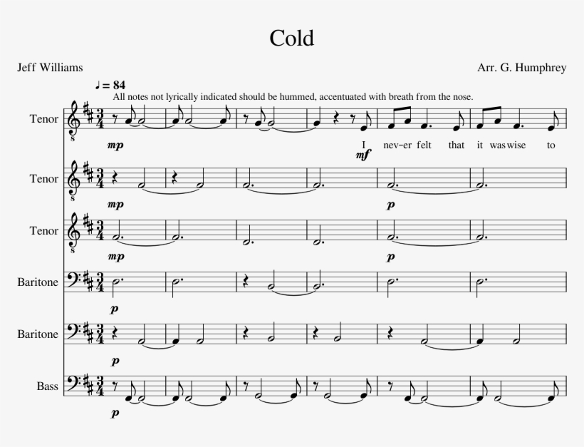 Cold Sheet Music Composed By Arr - Ulali, transparent png download