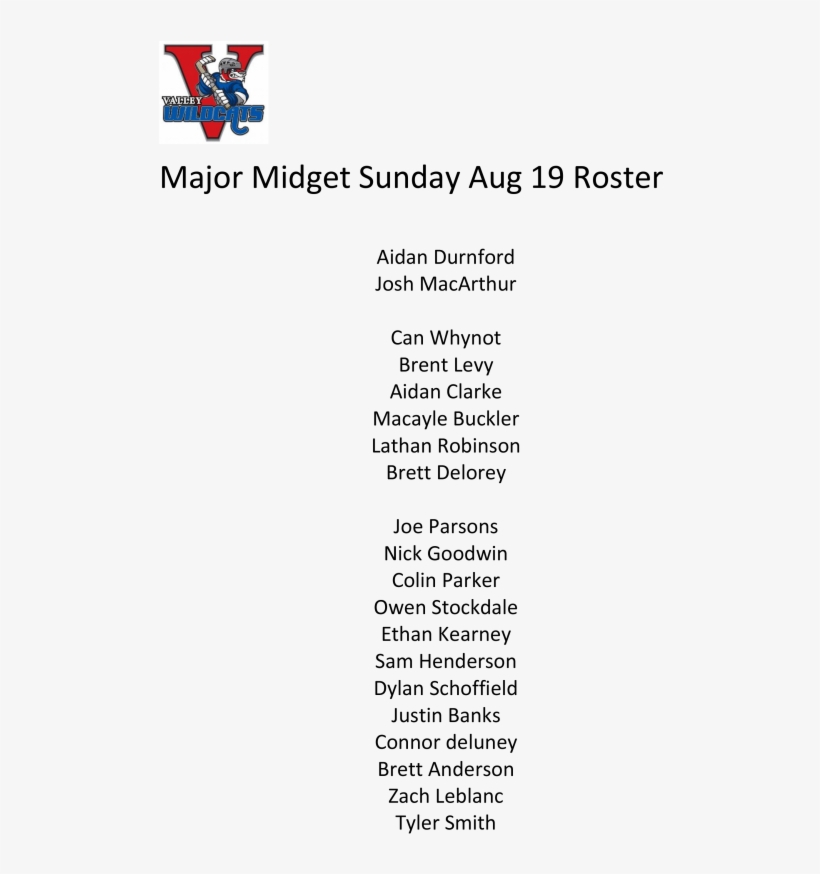 Midget Roster August, transparent png download