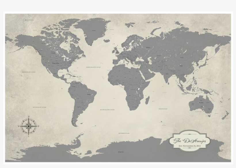 Cotton Anniversary Gift World Travel Map - World Map Orange Vector, transparent png download