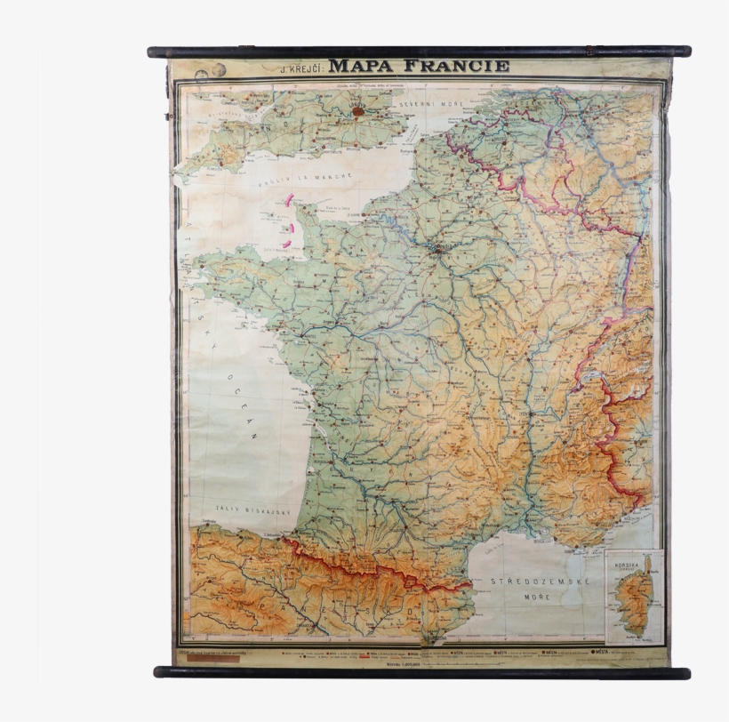 Vintage Map Of France - Atlas, transparent png download