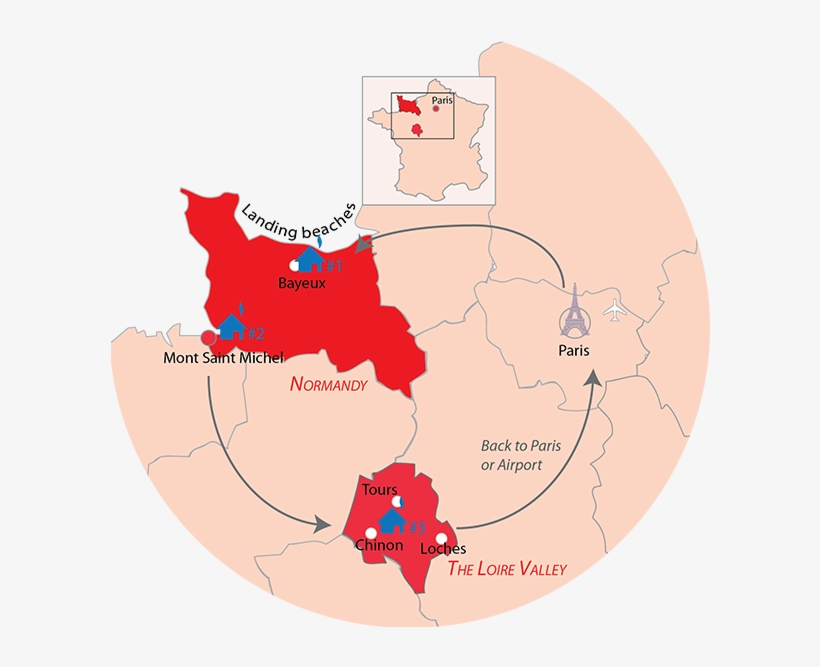 Loire Valley Normandy France Map - France, transparent png download