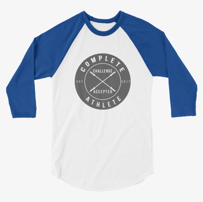{white/royal} Tultex 3/4 Sleeve Raglan Shirt With Challenge, transparent png download